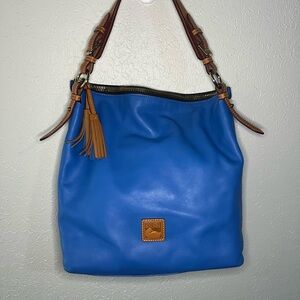 Dooney & Bourke Vibrant Blue Hobo with Tan Accents